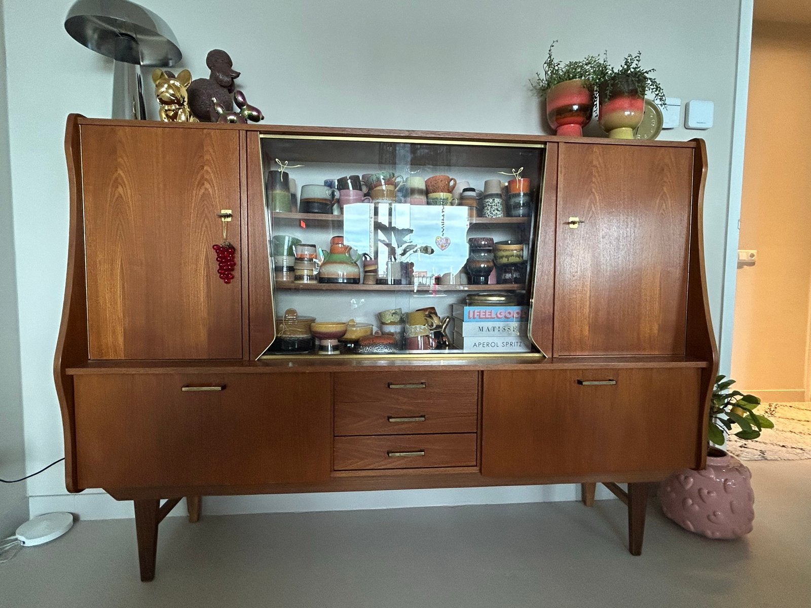 Vintage Teak Dressoir/Wandmeubel/Vitrinekast Deens, Ophalen