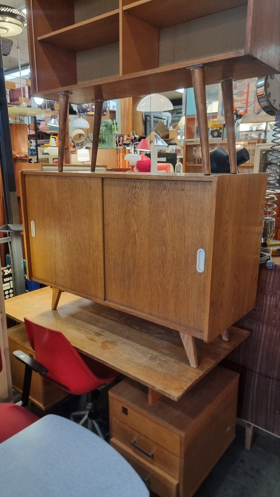 vintage wandkast met schuifdeuren Jaren 60, Ophalen of Verzenden