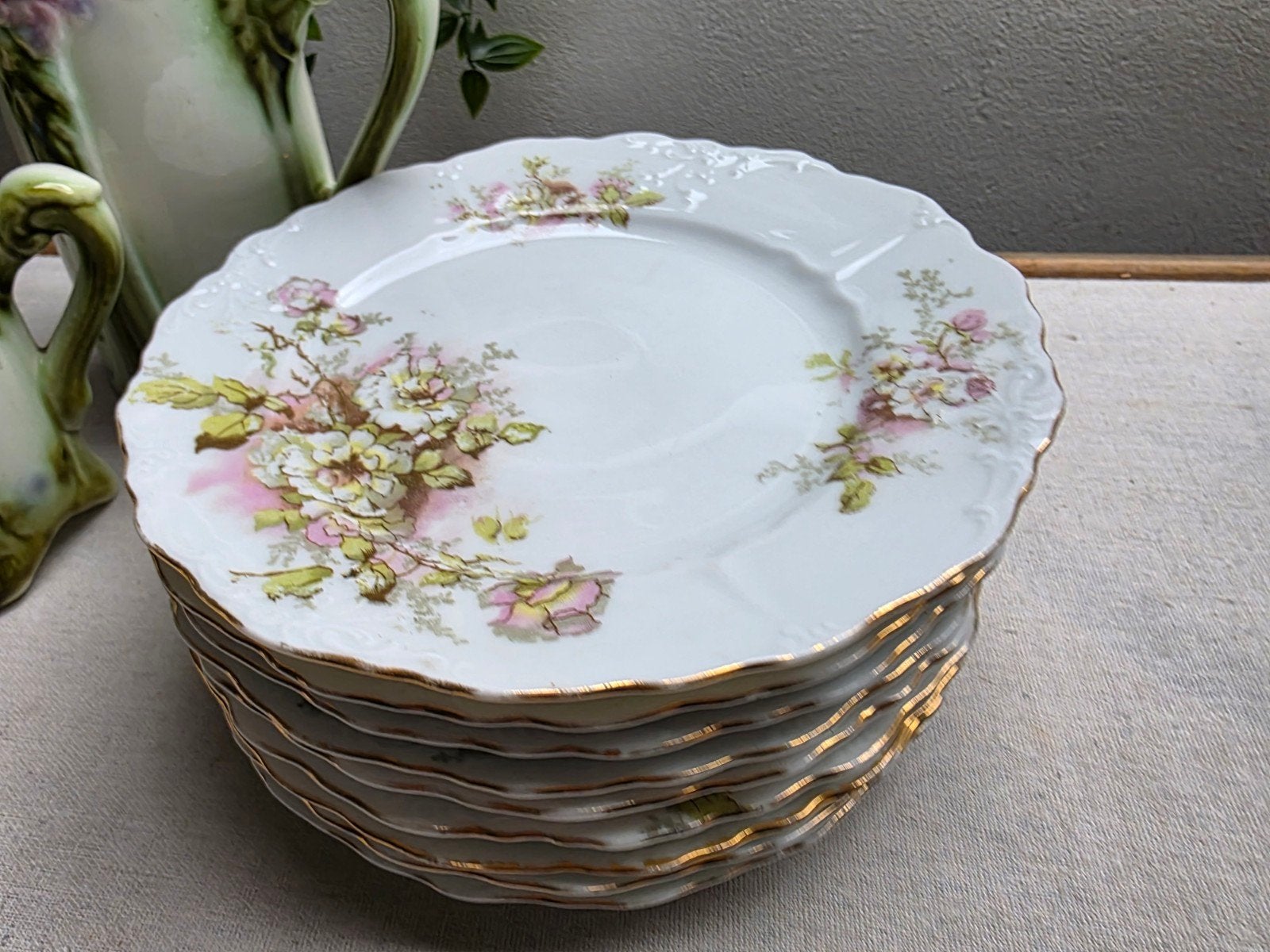 Bordjes gebaksborden oud gebloemd, Antiek en Kunst, Ophalen of Verzenden
