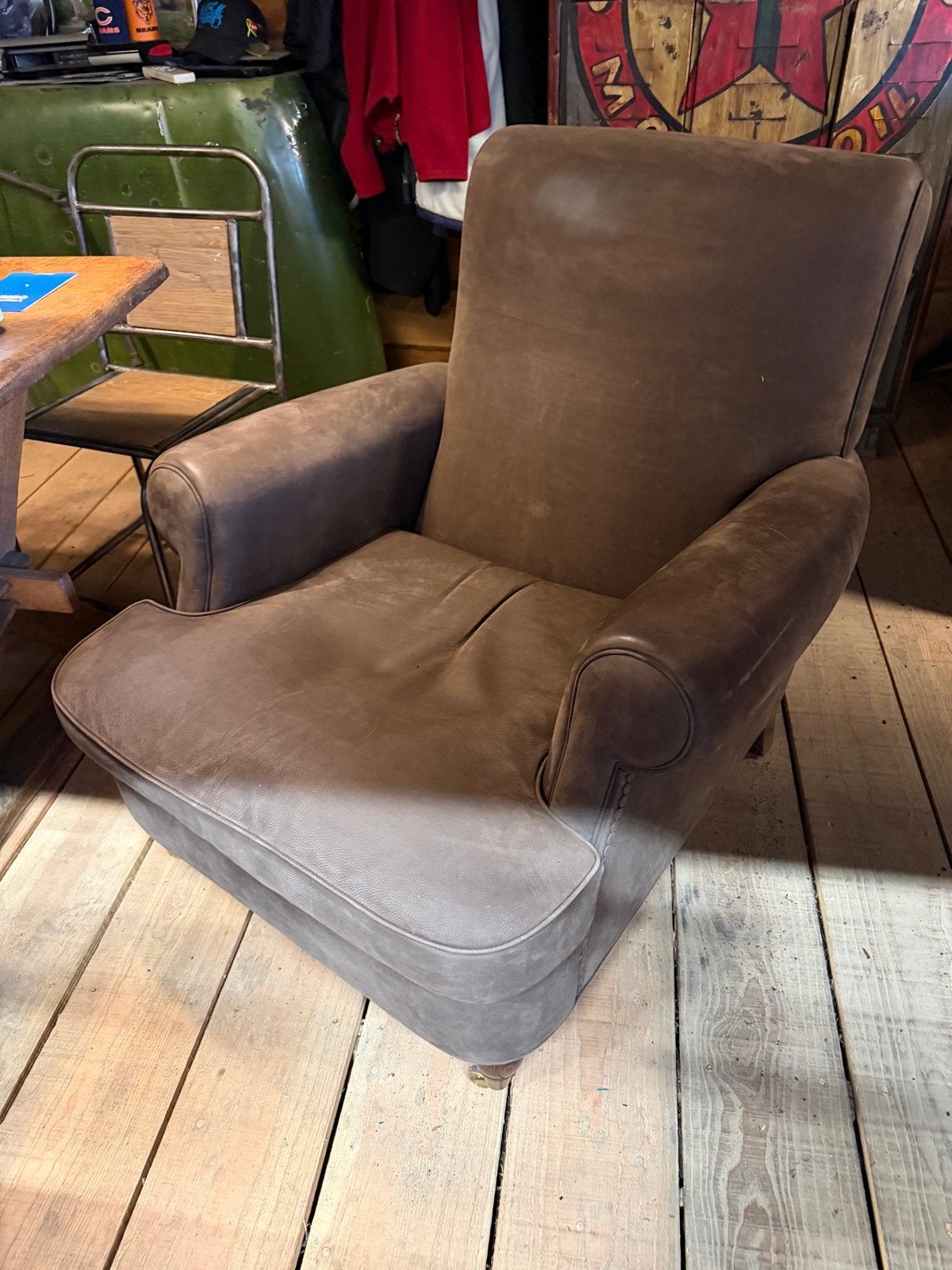 Luxe Baxter fauteuil - Bruin leer - Zo goed als nieuw, Ophalen, Zo goed als nieuw, Leer, 75 tot 100 cm