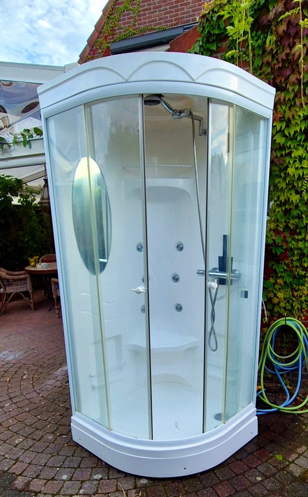 Nooddouche 90x90x225cm met thermostaatkraan, Doe-het-zelf en Verbouw, Ophalen, Gebruikt, Glas, Douche