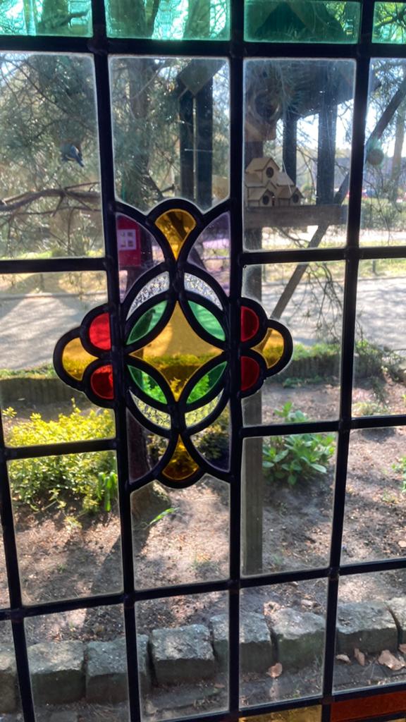 Prachtig art deco glas in lood raam inc ophanging, Ophalen