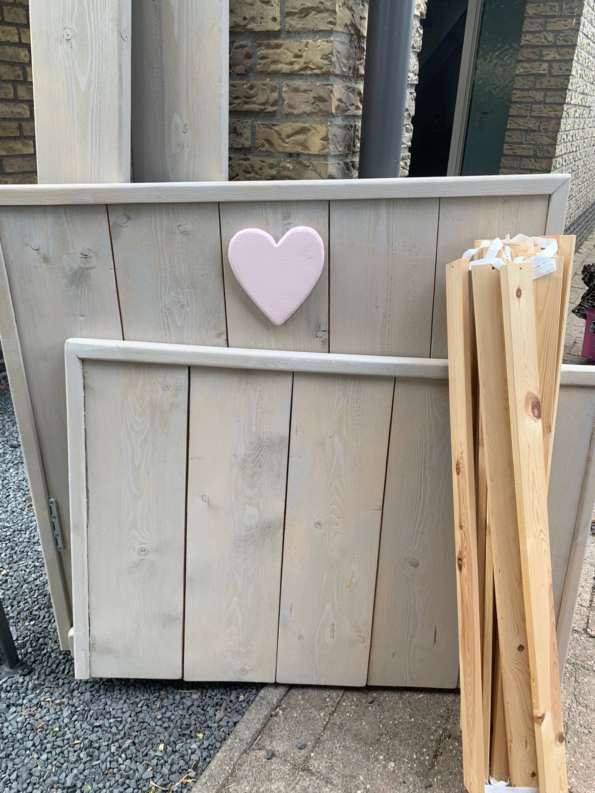 Steigerhouten bed, 85 tot 100 cm, Ophalen of Verzenden, Zo goed als nieuw, Lattenbodem