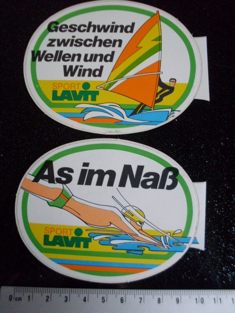 2x sticker sport Lavit logo zwemmen surfen, Verzenden, Zo goed als nieuw, Merk