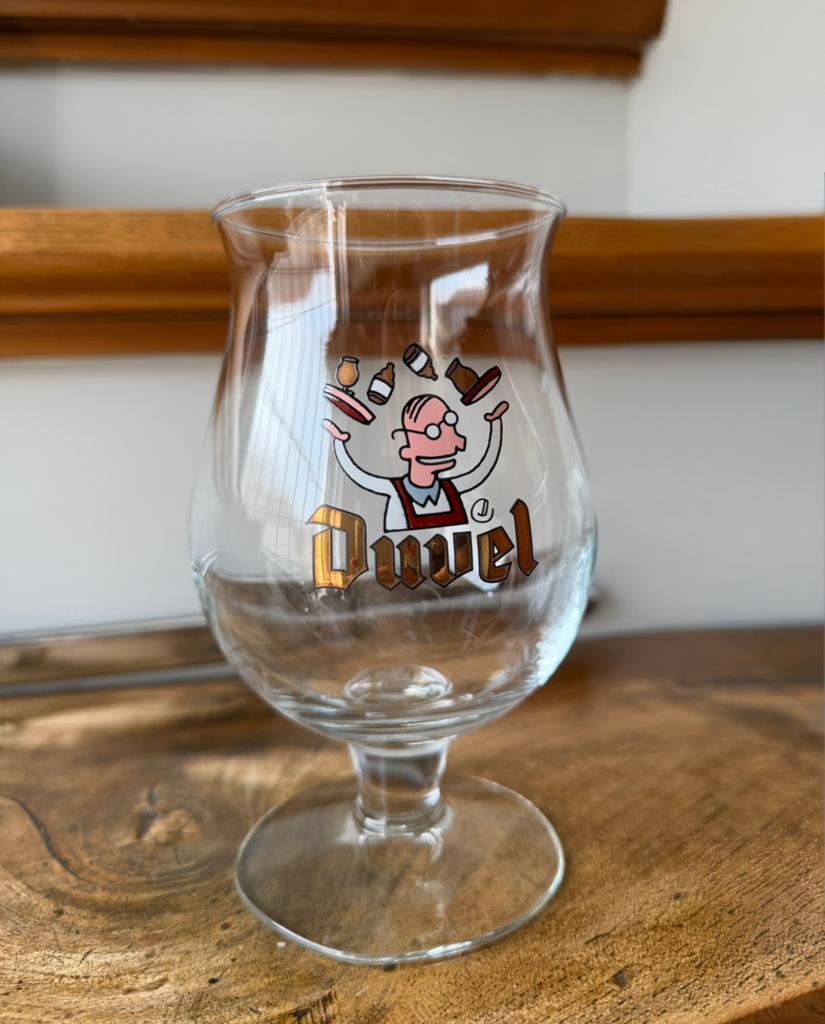 Duvel bierglas Jonglerende Ober, Ophalen of Verzenden, Zo goed als nieuw, Glas of Glazen, Duvel
