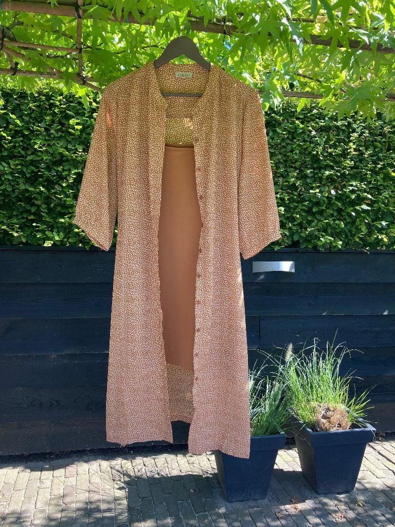 Zusss jurk, lichtbruin / beige motief, maat L, Overige kleuren, Maat 42/44 (L), Ophalen of Verzenden, Zo goed als nieuw