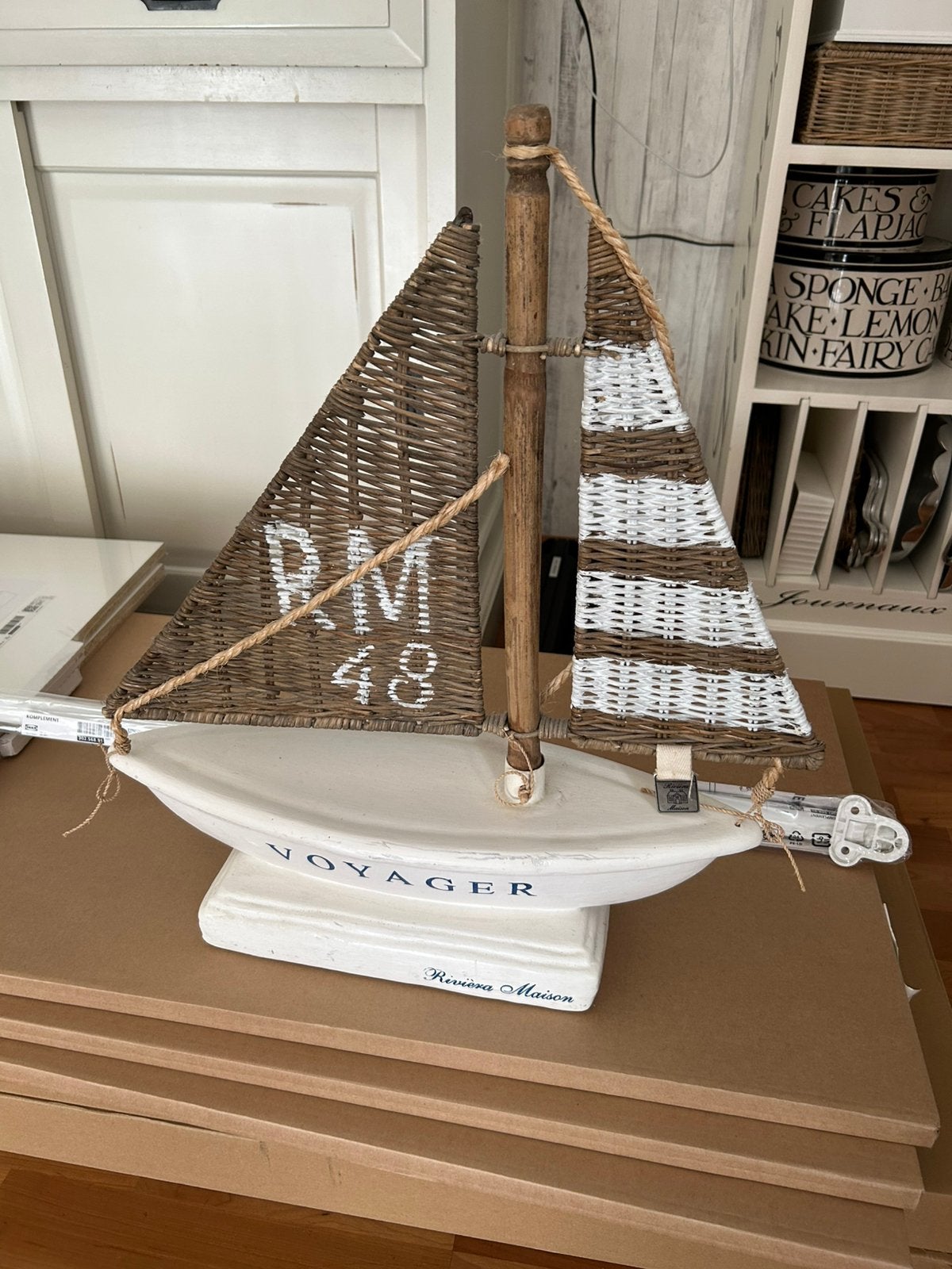 Riviera Maison houten zeilboot, Ophalen, Gebruikt, Wit, Vintage