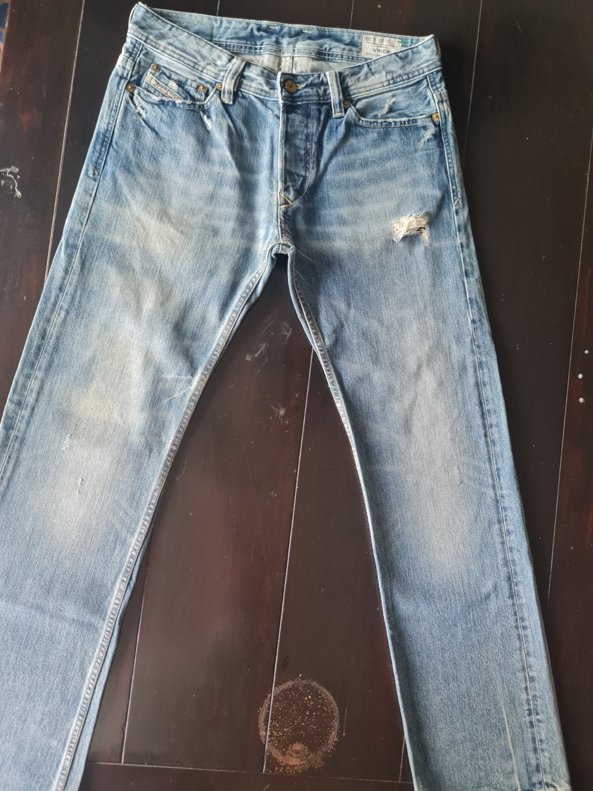 CLASSIC DIESEL VIKER REGULAR STRAIGHT DESTROY JEANS 30/30, Diesel, Blauw, W32 (confectie 46) of kleiner, Ophalen of Verzenden