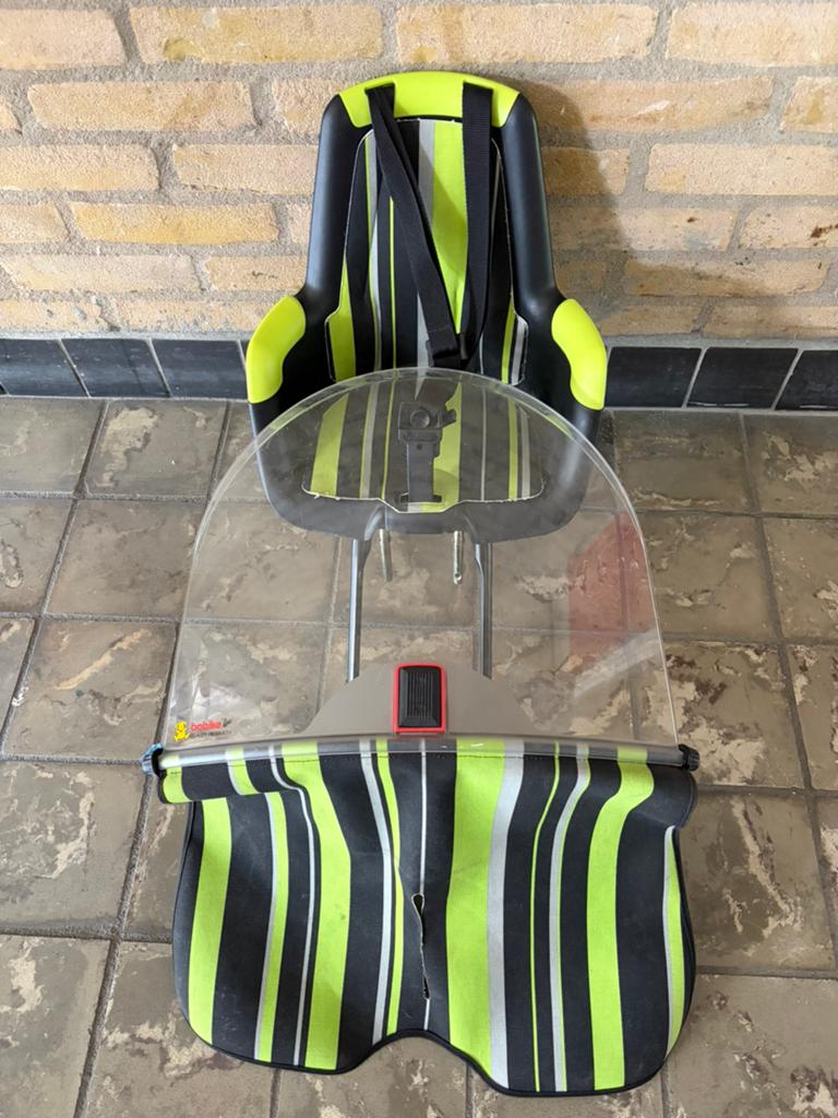 Kinderzitje voor op de fiets met windscherm, Ophalen, Gebruikt