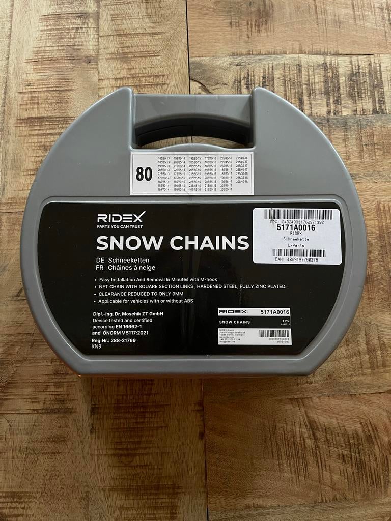 RIDEX Sneeuwkettingen, Auto diversen, Sneeuwkettingen, Ophalen of Verzenden, Nieuw