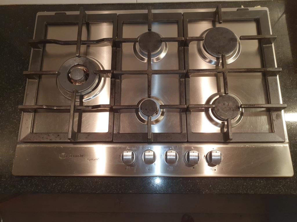 Gaskookplaat RVS, Witgoed en Apparatuur, Kookplaten, Gebruikt, Inbouw, Gas, 4 kookzones