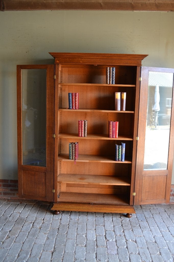 Prachtige antieke eiken houten Art Deco boekenkast, vitrine, Verzenden