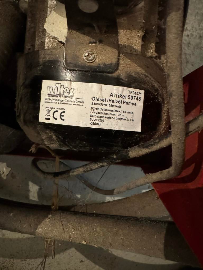 WilTec Diesel/Stookolie Pomp met Teller - 230V, 550W, Ophalen, Gebruikt