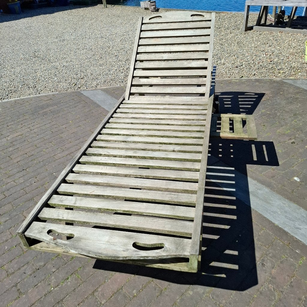 Ligbed teakhout bois le duc, Tuin en Terras, Ophalen, Gebruikt, Wicker, Verstelbaar
