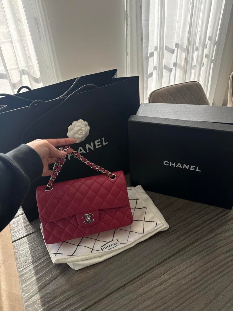 Chanel flap bag small, Ophalen of Verzenden, Gebruikt, Roze, Schoudertasje