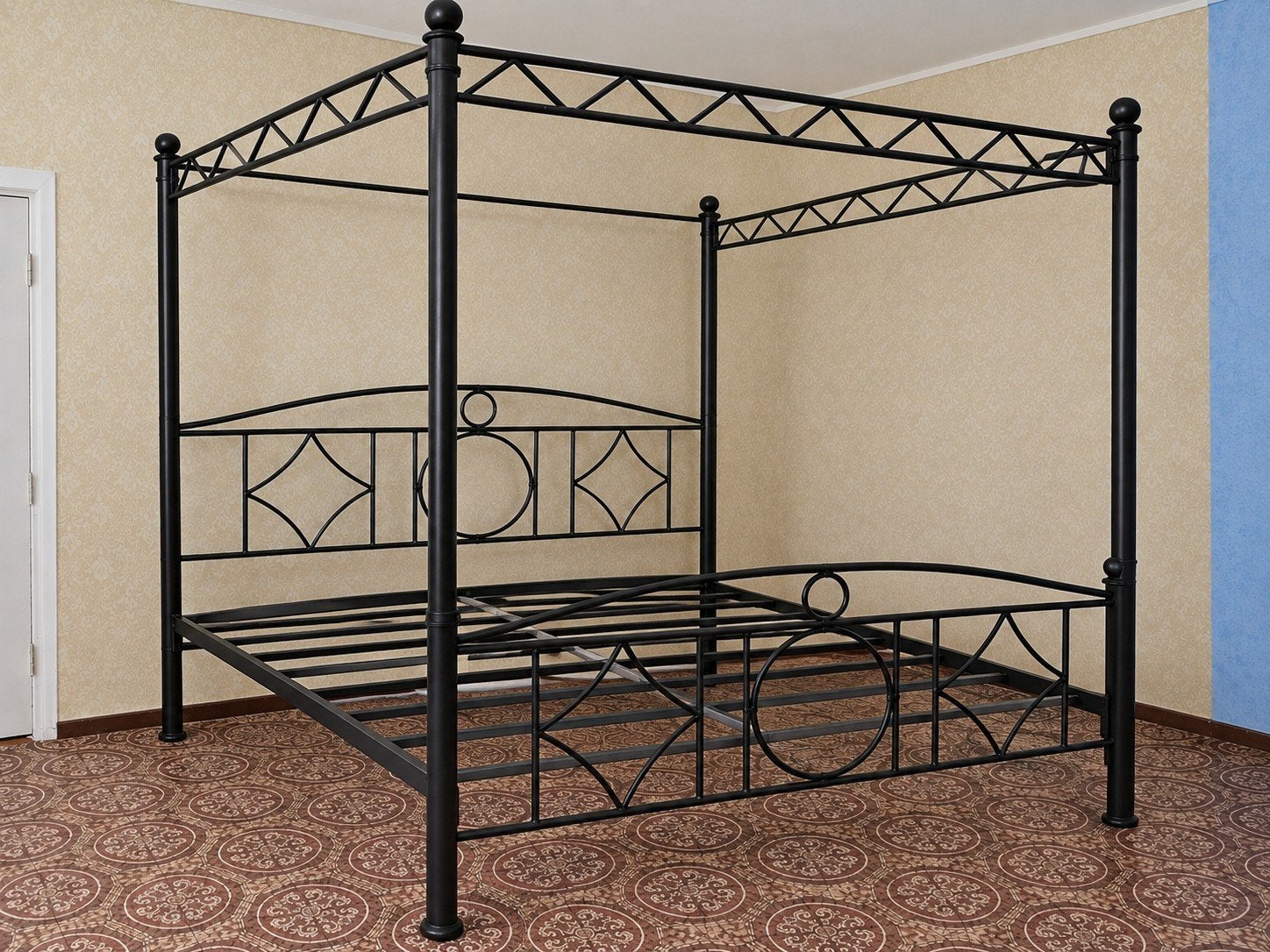 gietijzeren hemelbed - Tweepersoons, Ophalen, Overige materialen, Romantisch, Klassiek, Zwart