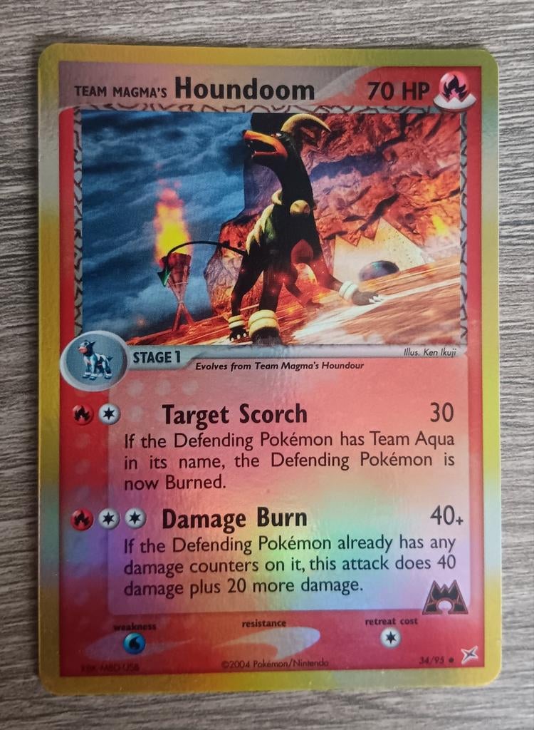 Team Magma's Houndoom rev. holo EX Team Magma vs Team Aqua, Ophalen of Verzenden, Zo goed als nieuw