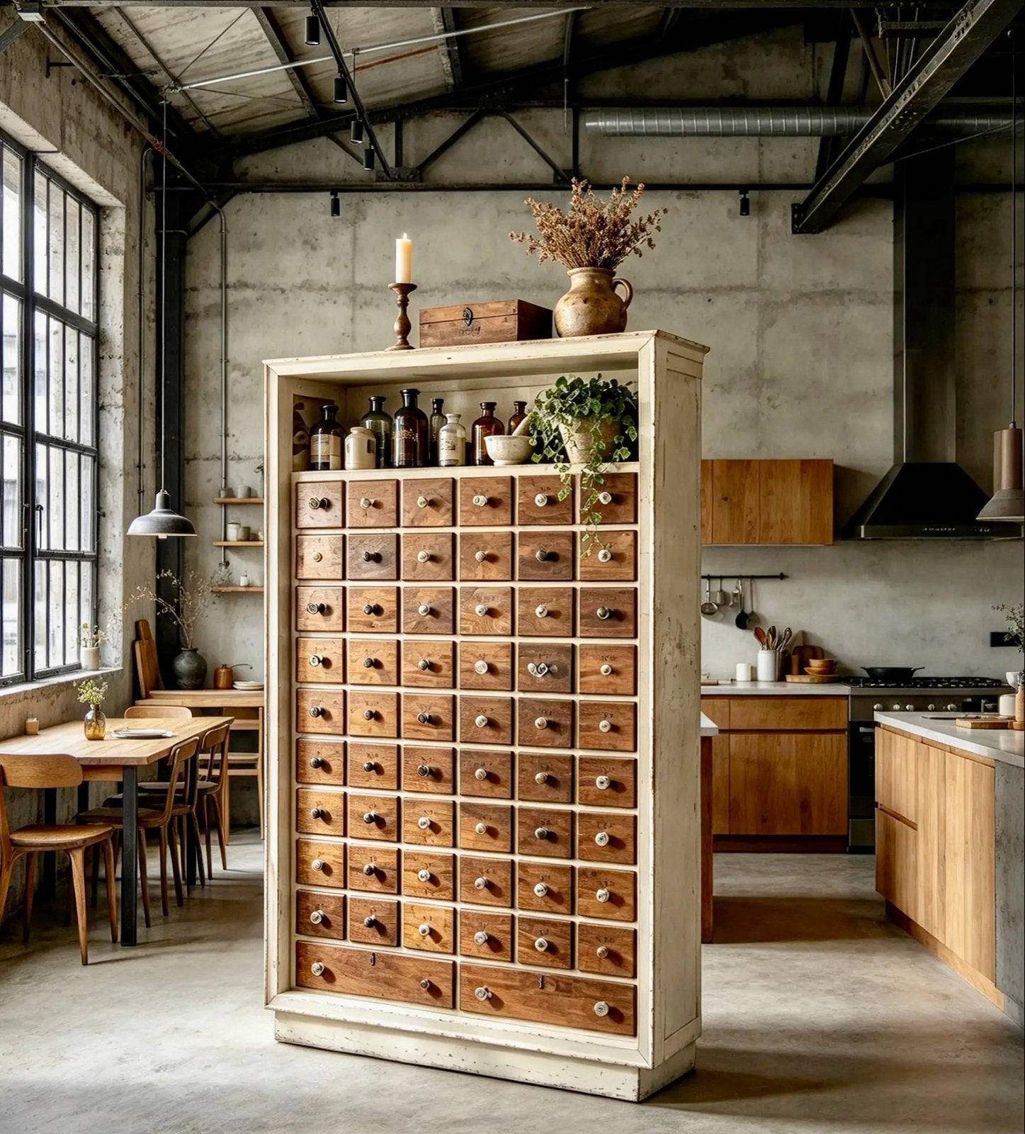 *Antieke Apothekerskast winkelkast met 50 Lades*, Huis en Inrichting, Ophalen, Gebruikt, 25 tot 50 cm, Minder dan 100 cm