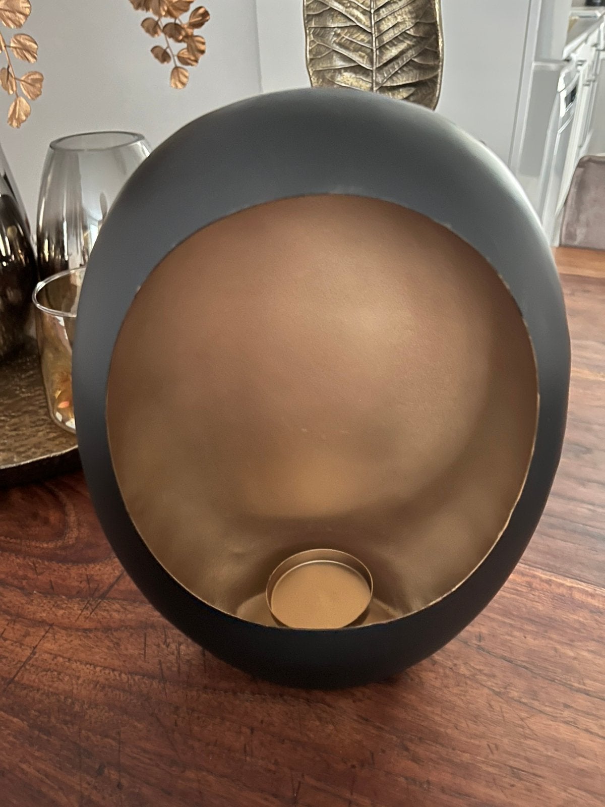 Zwart/gouden windlicht, Ophalen, Zo goed als nieuw, Zwart, Windlicht