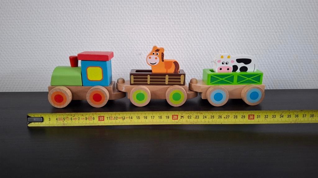 Houten Treintje met Dieren - Boerderij Thema, Kinderen en Baby's, Speelgoed | Houten speelgoed, Gebruikt, Duw- of Trekspeelgoed