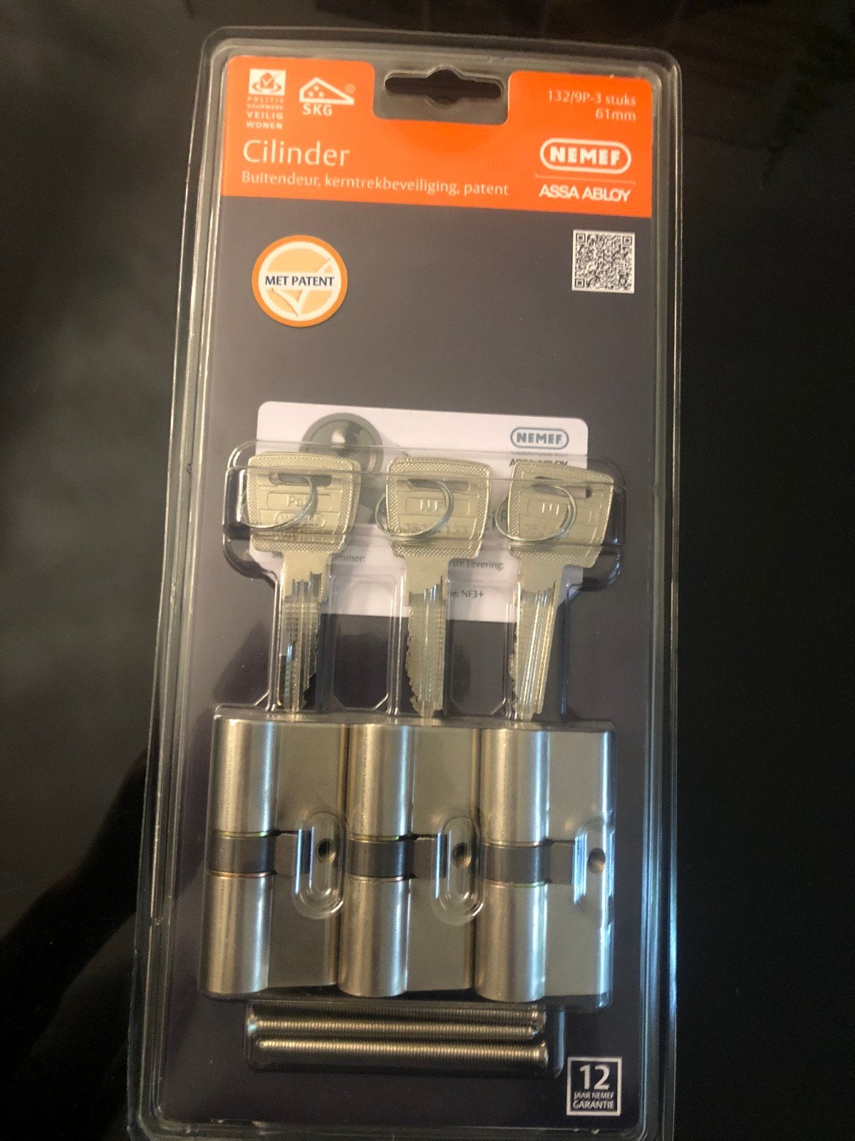 NEMEF Cilinder 132/9p Buitendeur Kerntrekbeveiliging Patent, Ophalen of Verzenden, Nieuw, Slot