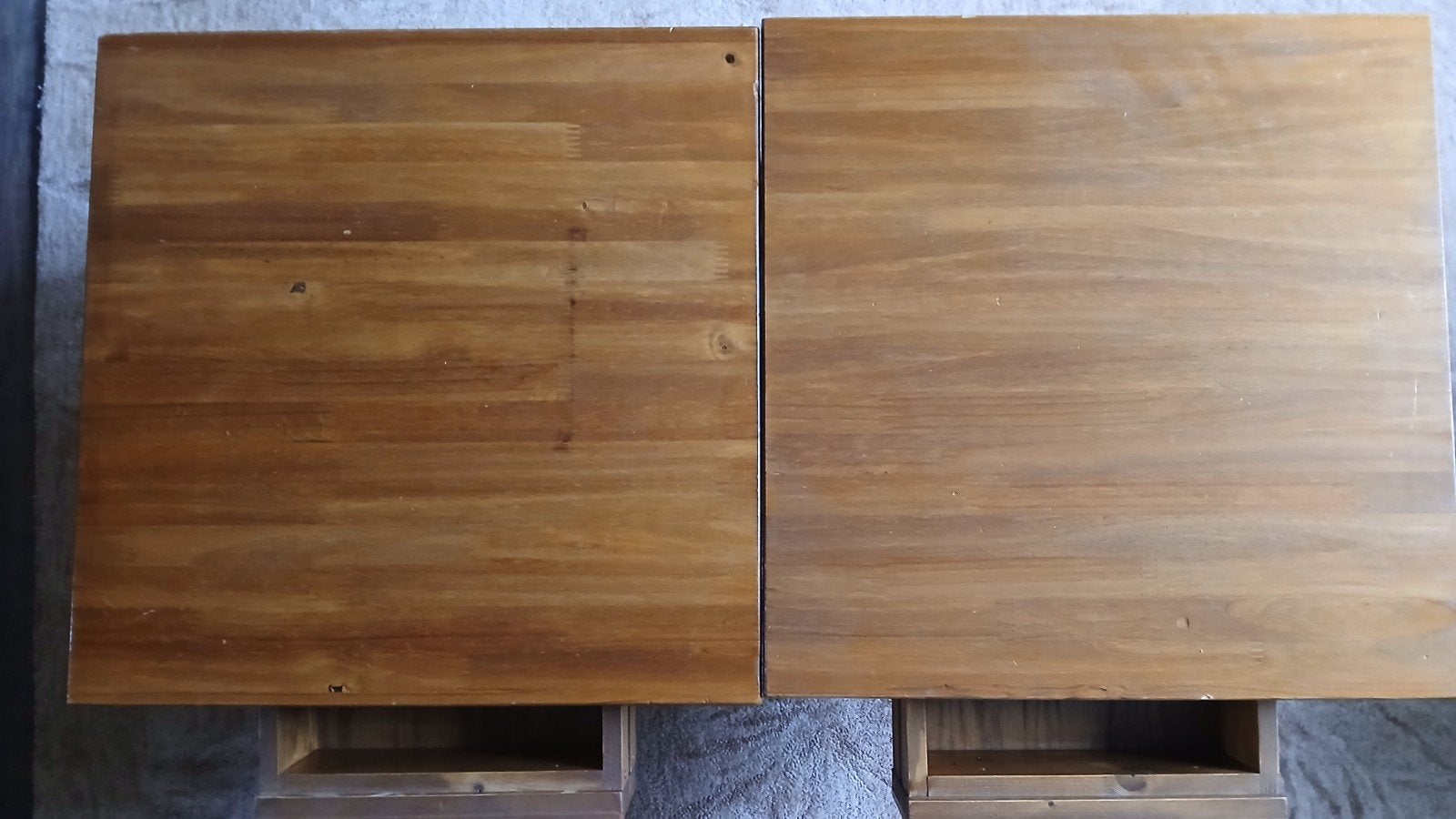 2 grenen tafeltjes, Ophalen, 50 – 75, Gebruikt, 50 tot 100 cm