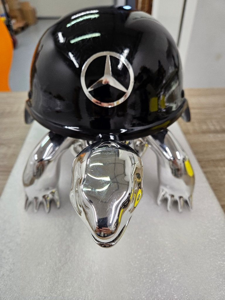 Schilpad met Mercedes Helm, Zilver, Overige onderwerpen, Art deco, Ophalen of Verzenden