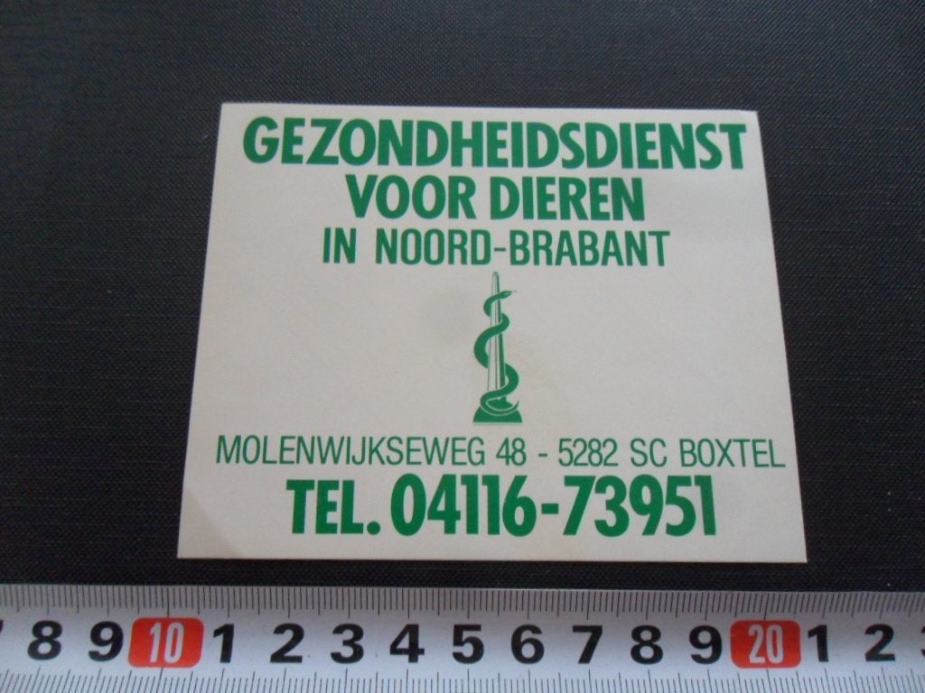 sticker Boxtel Gezondheidsdienst voor dieren Noord Brabant, Ophalen of Verzenden, Zo goed als nieuw