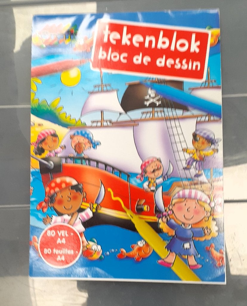 Tekenblok A4 - Piratenthema - 80 vellen, Ophalen of Verzenden, Nieuw, Knutselen