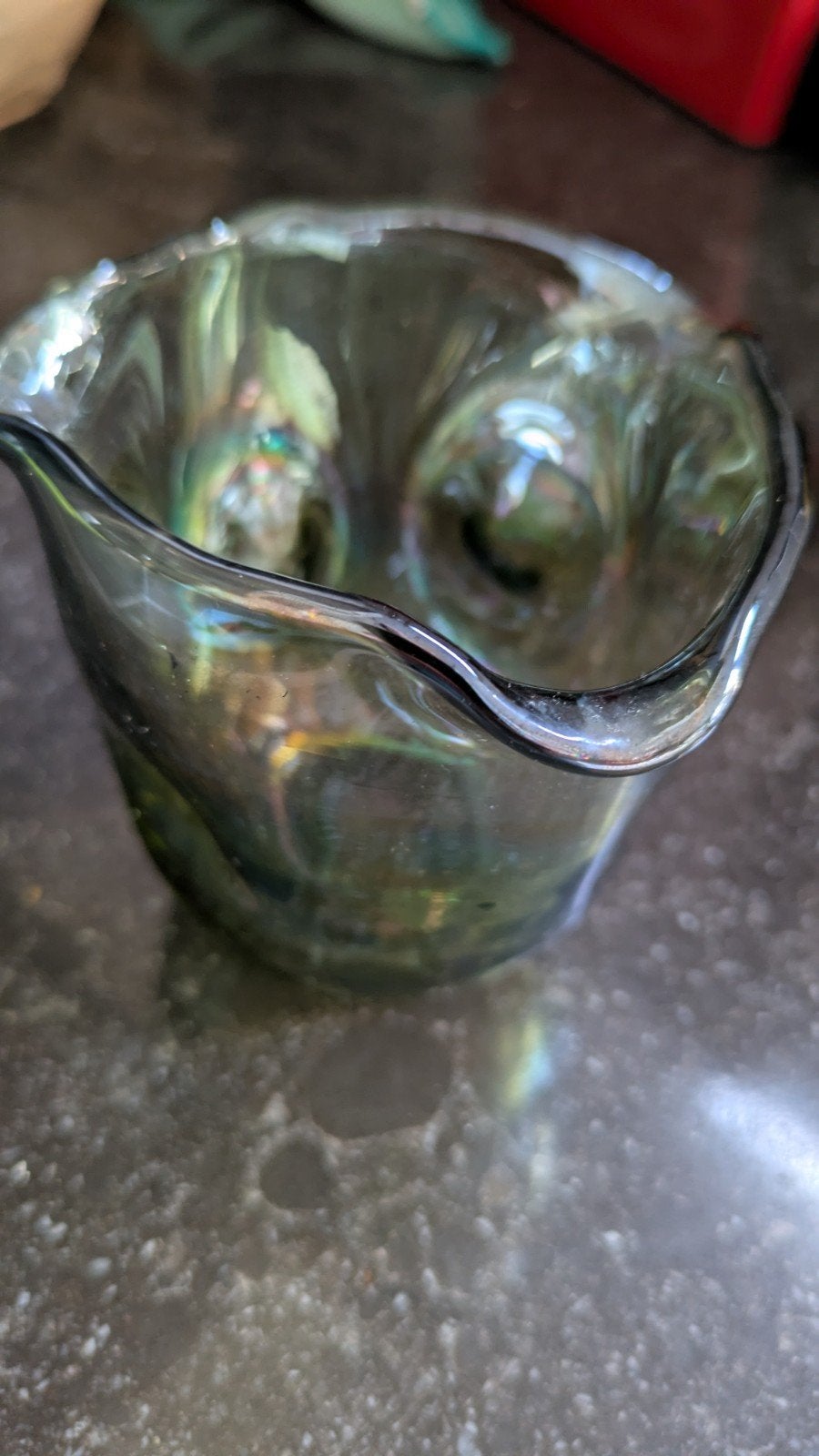 vintage handgevormde glaasjes olijfgroen, Ophalen of Verzenden
