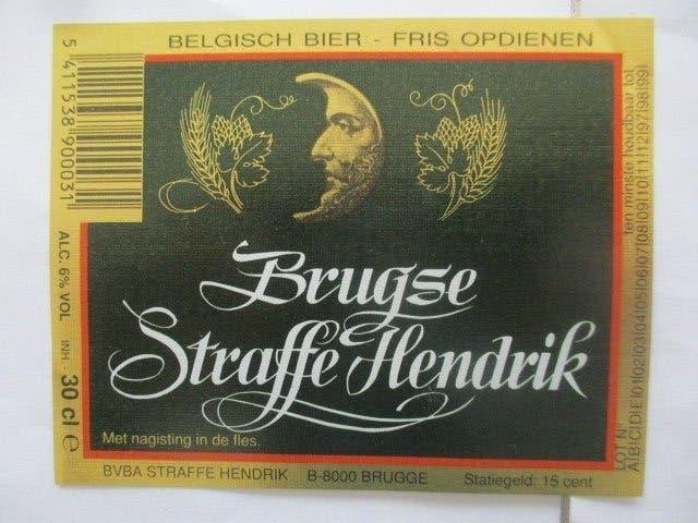 bieretiket Belgie 17-8 (19Q) straffe hendrik, Verzamelen, Ophalen of Verzenden, Nieuw, Overige typen, Overige merken