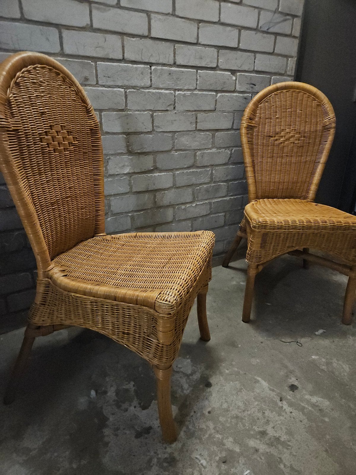 Set van 2 rotan stoelen, Huis en Inrichting, Stoelen, Ophalen, Gebruikt, Twee, Overige kleuren