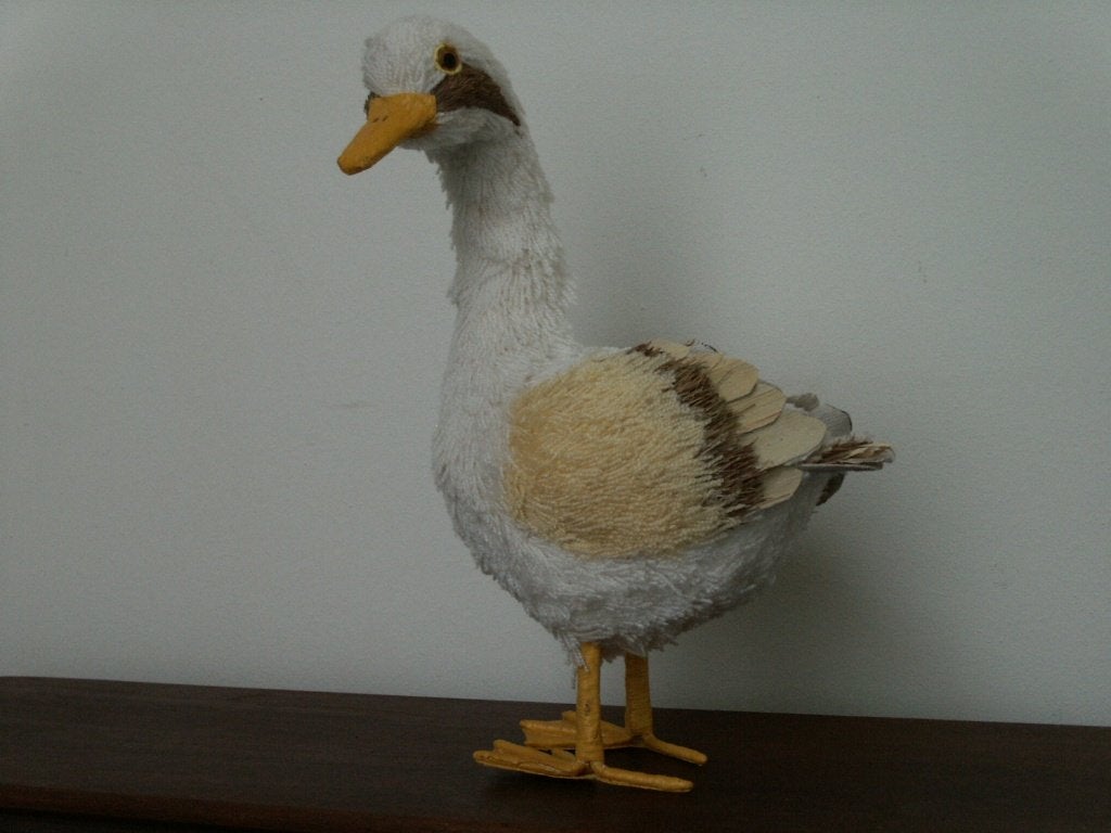Decoratie GANS van GAREN <> Italiaans Handwerk <> 33 cm hoog, Overige typen, Ophalen of Verzenden, Zo goed als nieuw, Wit