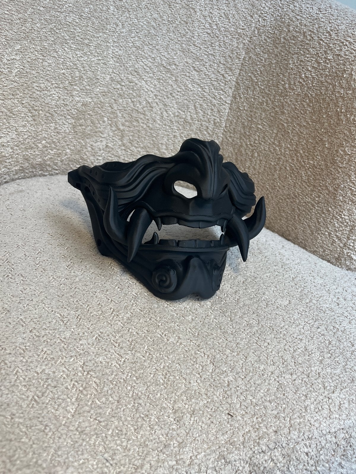 Zwart Hannya Masker - Japans Demon Masker, Zwart, Fantasie, Handgemaakt, Nieuw