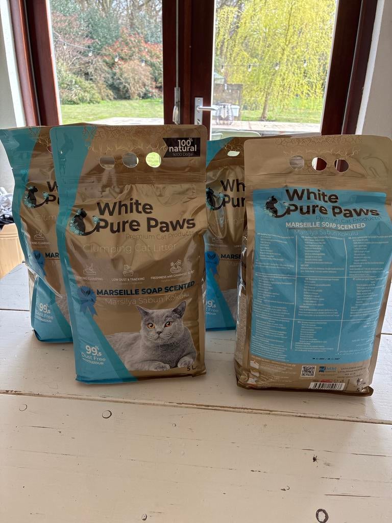 Premium kattenbak grit White Pure Paws 4x 5liter, Ophalen, Nieuw