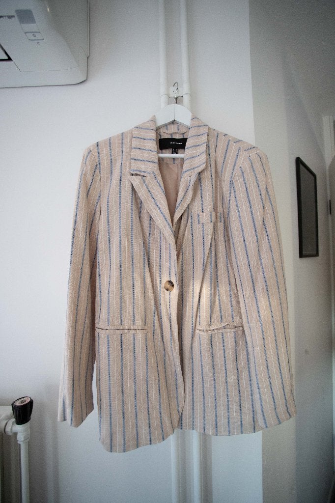 Beige blazer linnen look met strepen Vero Moda maat M, Maat 38/40 (M), Vero Moda, Beige, Ophalen of Verzenden