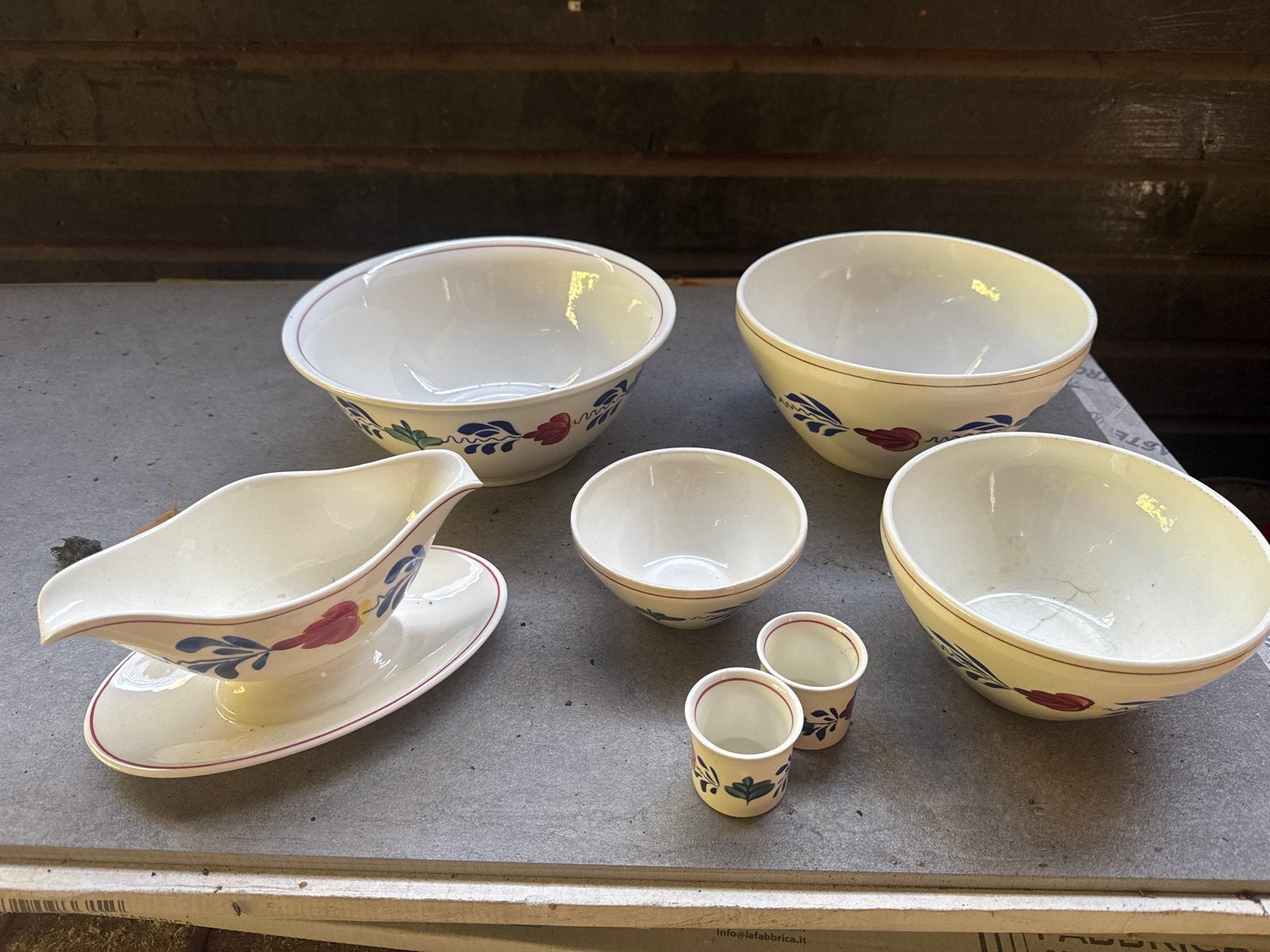 Vintage aardewerk serviesset met bloemmotief, Ophalen of Verzenden
