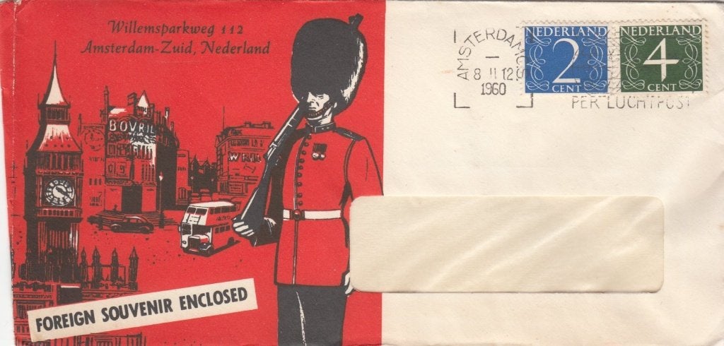 Nederland 461+464 op vensterenv. 'Foreign Souvenir Enclosed', Ophalen of Verzenden, Envelop