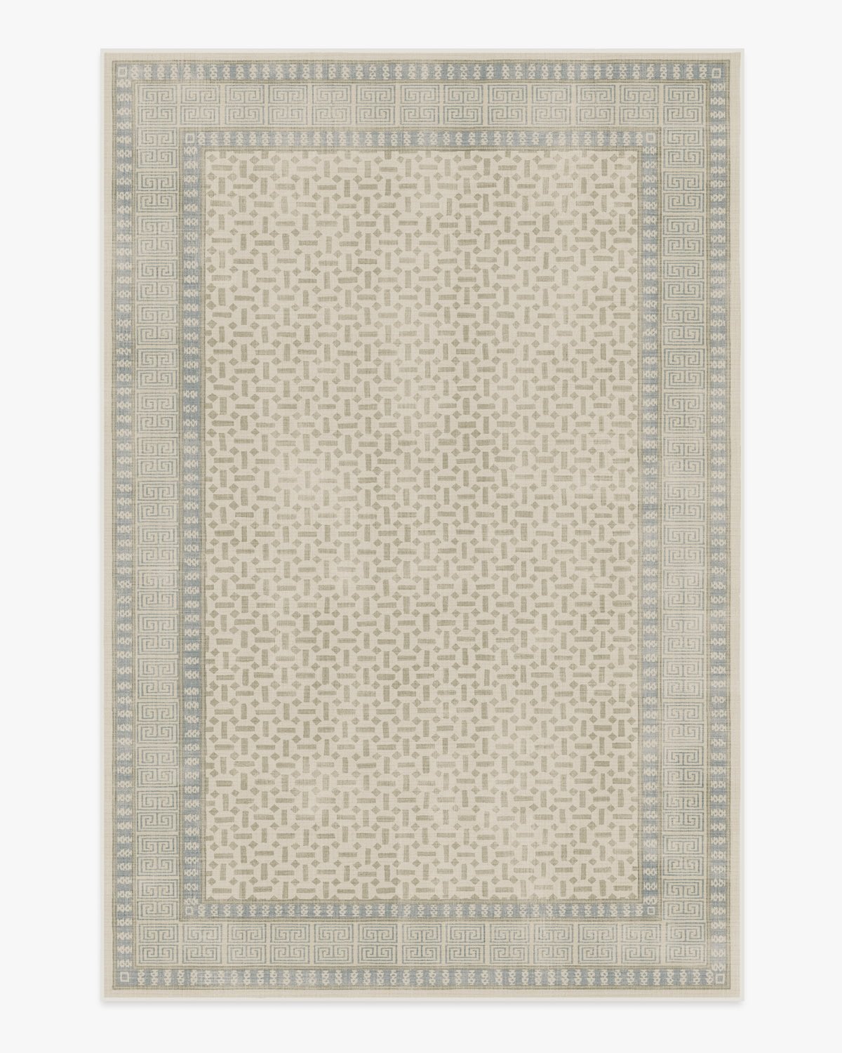 Ruggable Kairos Ivory Blue Vloerkleed - Wasbaar & Huisdiervr, Ophalen of Verzenden, Zo goed als nieuw, 200 cm of meer, Crème