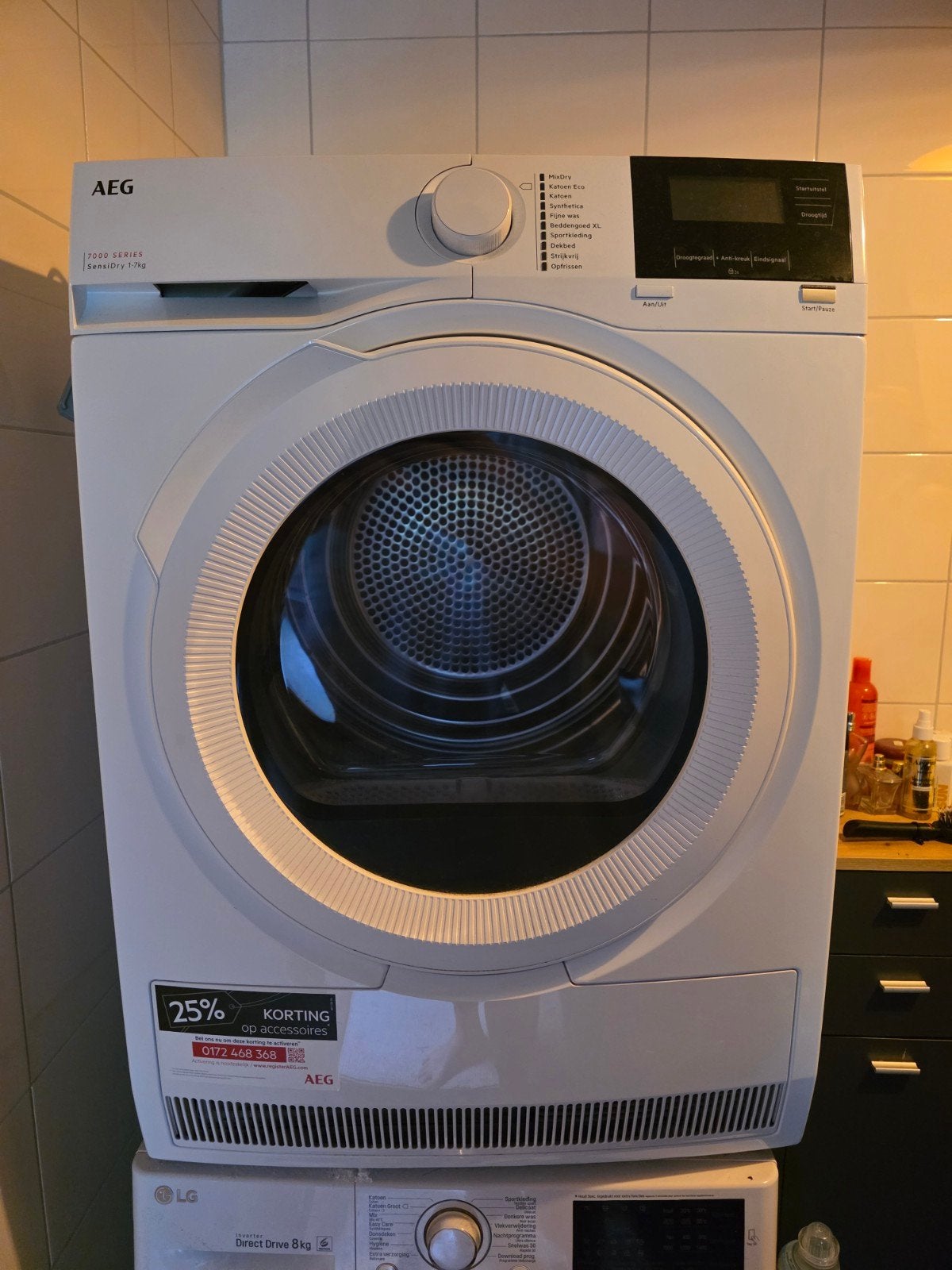 LG Wasmachine (8kg) en AEG Droger (7kg) - Set, Witgoed en Apparatuur, Was-droogcombinaties, Ophalen of Verzenden