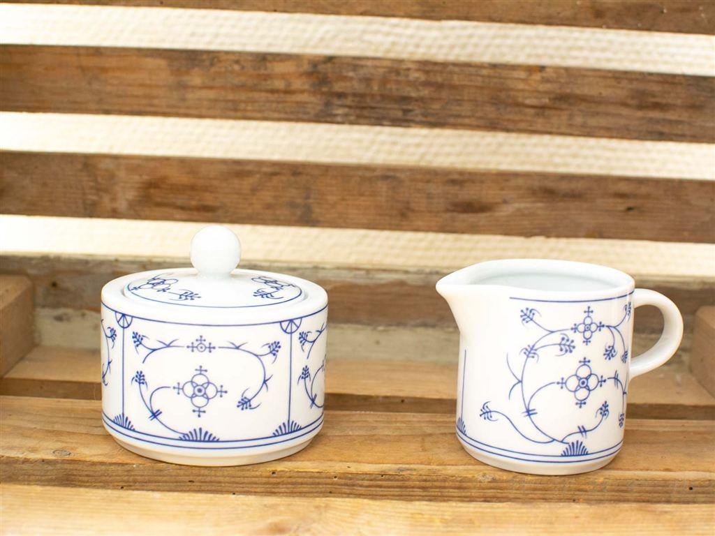 Blau Saks Jager eisenberg porseleinen suiker en melkkannetje, Gebruikt, Ophalen of Verzenden, Bord(en), Wedgwood