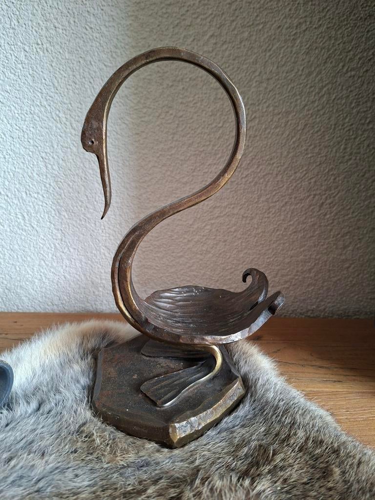 Bronzen Zwaan Sculptuur - Elegant Kunstwerk, Antiek en Kunst, Kunst | Beelden en Houtsnijwerken, Handgemaakt, Ophalen of Verzenden