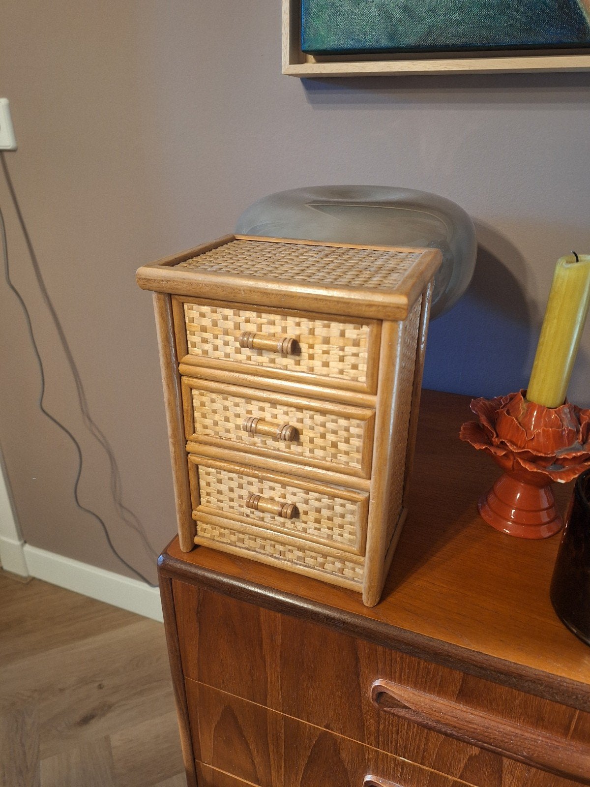 Lief Rotan Ladekastje voor op Bureau, opbergkastje, Overige materialen, Minder dan 50 cm, Gebruikt, Ophalen of Verzenden