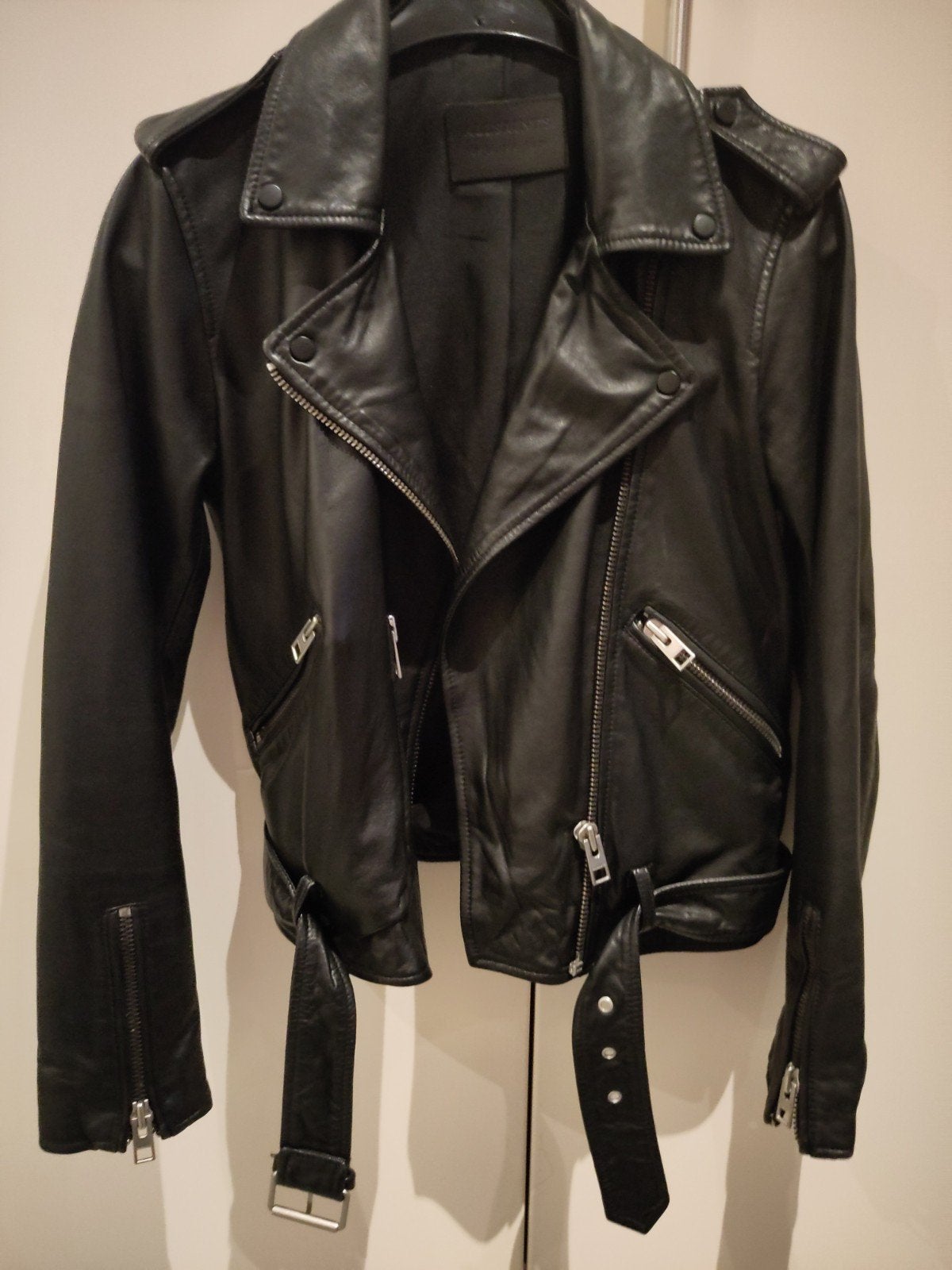 AllSaints Leren Bikerjack Zwart - Maat 38/40 (M), Maat 38/40 (M), Ophalen of Verzenden, Zo goed als nieuw, AllSaints