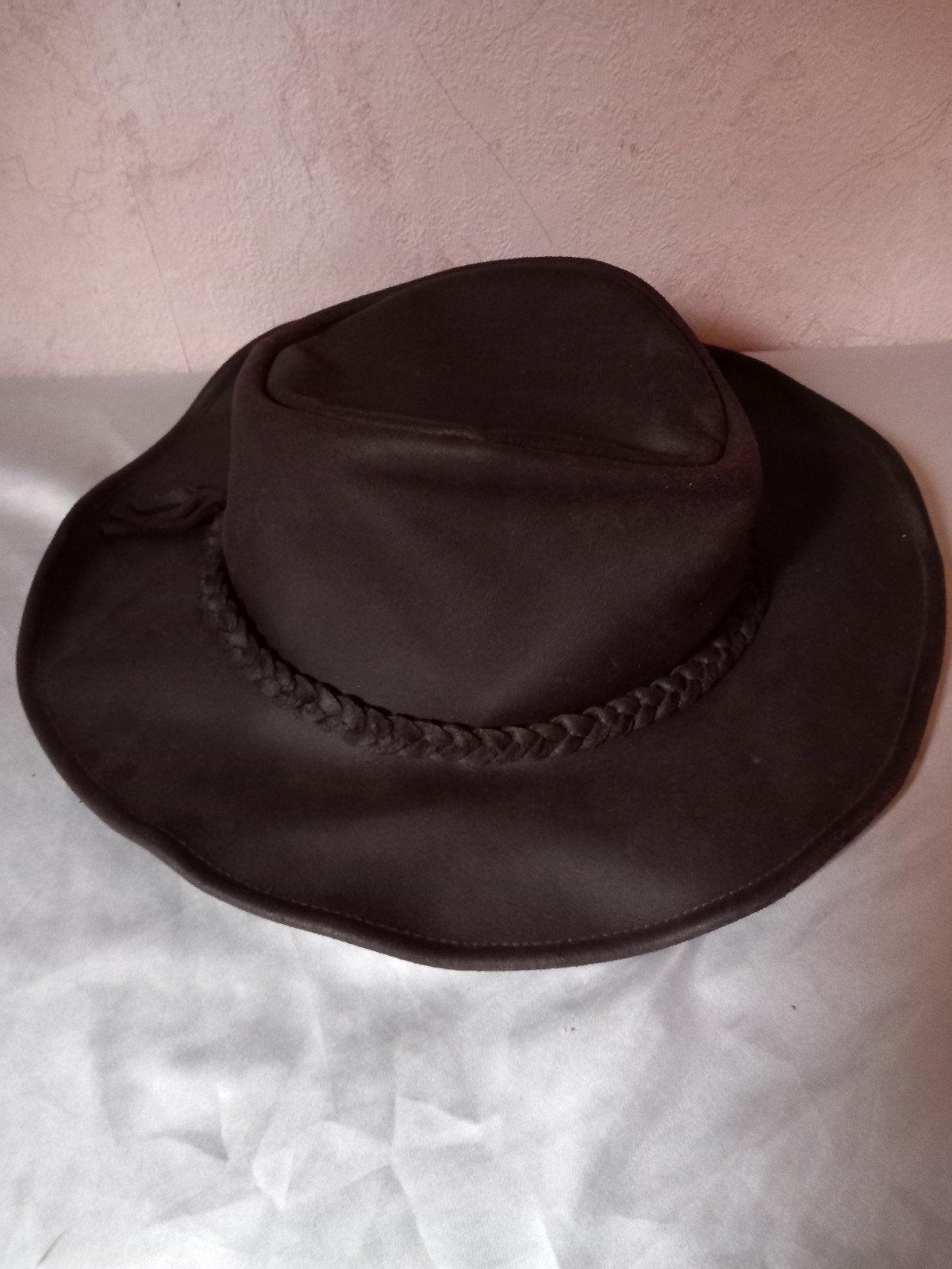 Leren Australische cowboyhoed, Ophalen of Verzenden, Zo goed als nieuw, 58 cm (L, 7¼ inch) of meer