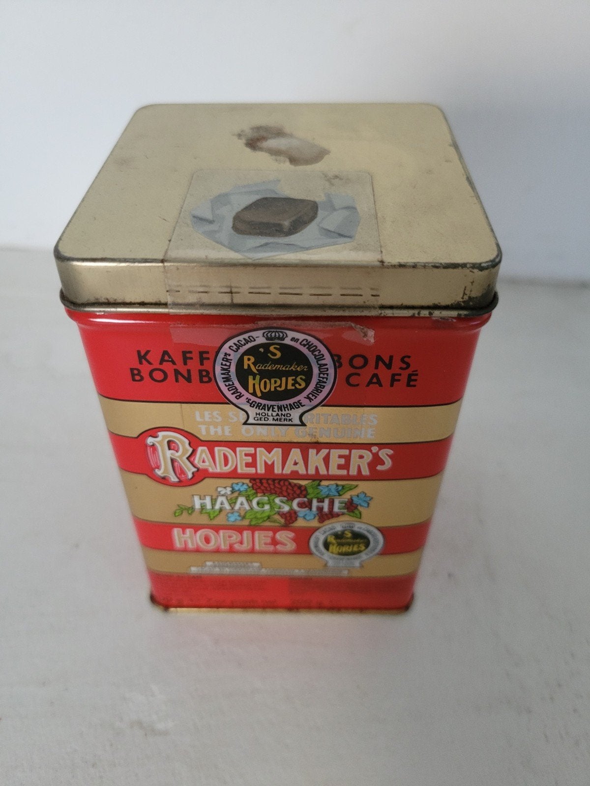 Vintage Rademaker's Hopjes Blik - Koffiebonbons, Verzamelen, Blikken, Ophalen of Verzenden, Gebruikt, Koffie, Overige merken