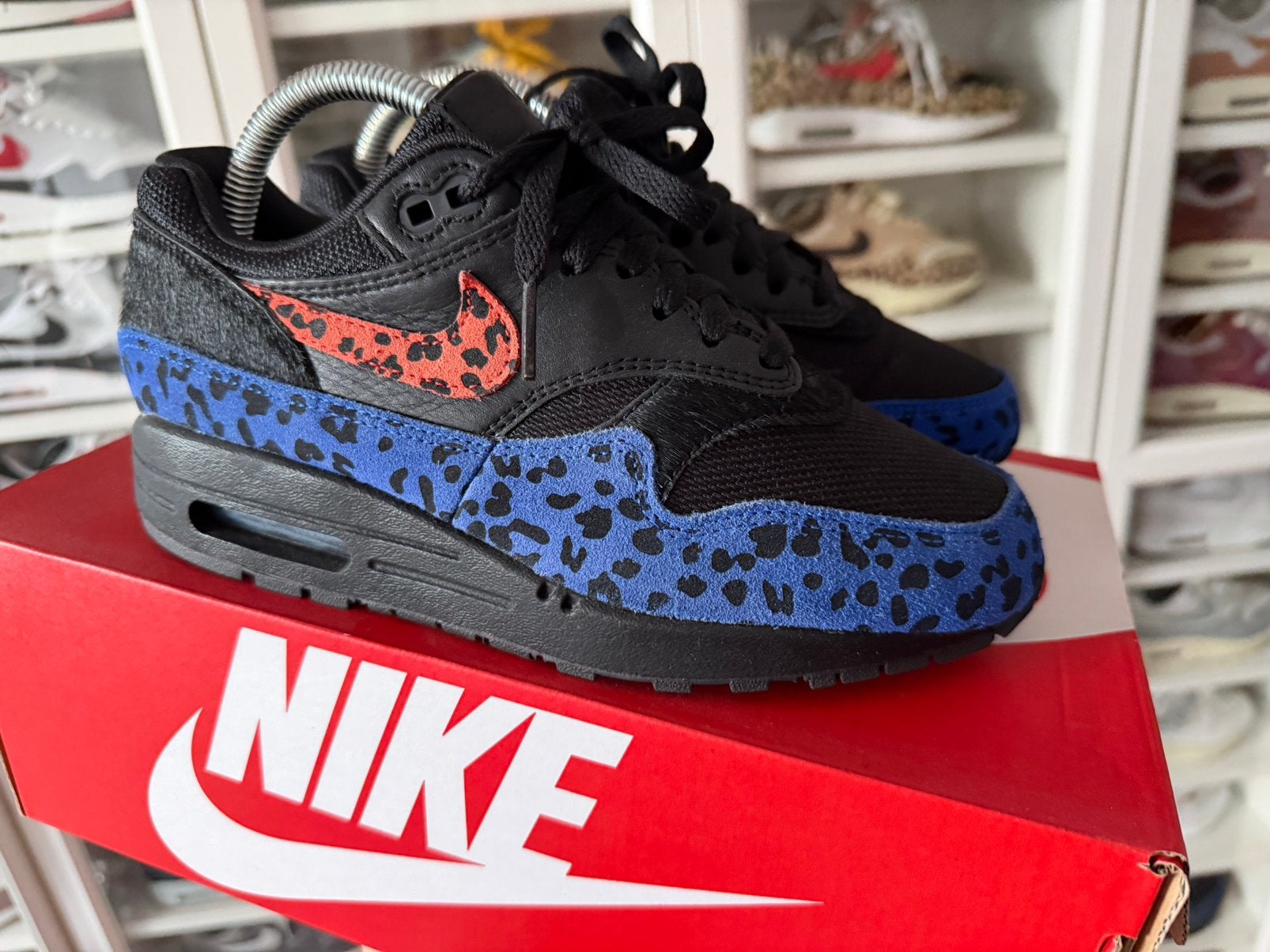 Nike air max 1 - Black leopard, Ophalen of Verzenden, Zo goed als nieuw, Zwart, Sneakers of Gympen