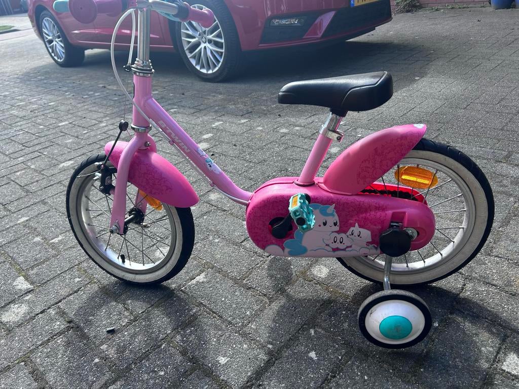 Meisjes fiets met  zijwieltjes, Fietsen en Brommers, Ophalen of Verzenden, Gebruikt, 14 inch of minder