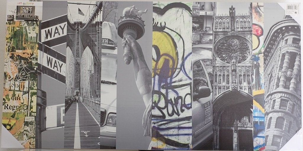 Nieuw: Canvas New York City Collage Zwart-Wit, Ophalen, Art Gallery, 50 tot 75 cm, Onbekend
