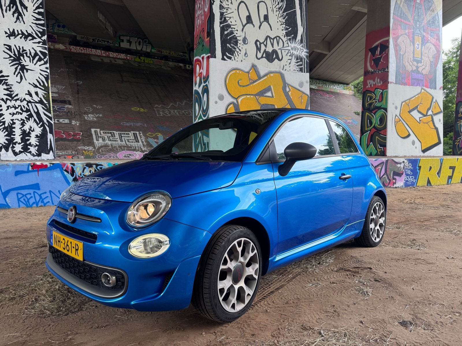 Fiat 500 Cabrio sport Twinair Turbo 80pk 2017 Blauw, Auto's, Fiat, Elektrische ramen, Cabriolet, Leder en Stof, Origineel Nederlands